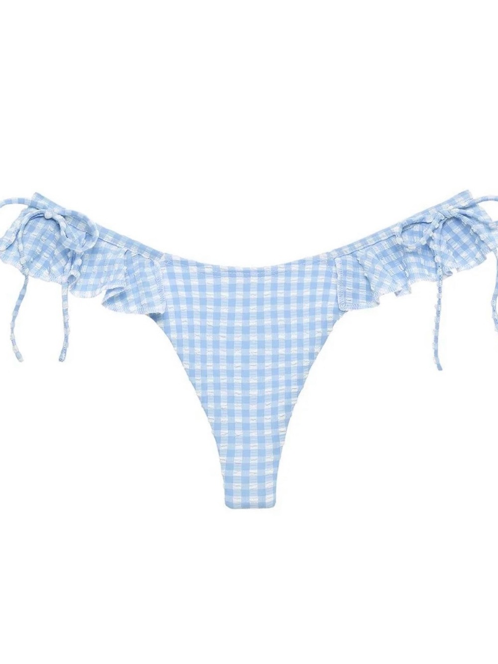 Montce Peri Micro Gingham Uno Ruffle Bows Bikini Bottom Size Medium